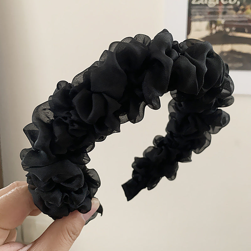 Mesh Pleats Hairband Decoration Women