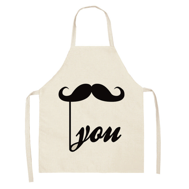 Letter Linen Apron Kitchen Stain-resistant Sleeveless Coverall