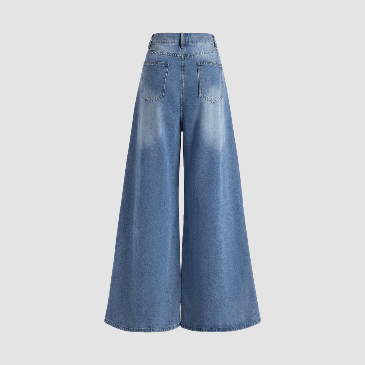 Light Blue Denim Cropped Jacket And Wide-leg Jeans Set