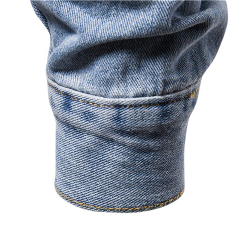 2026 Autumn Winter European Size Trendy Men's Denim Jacket Cotton Fashion Casual Slim Fit Men's Coat Trendy Brand