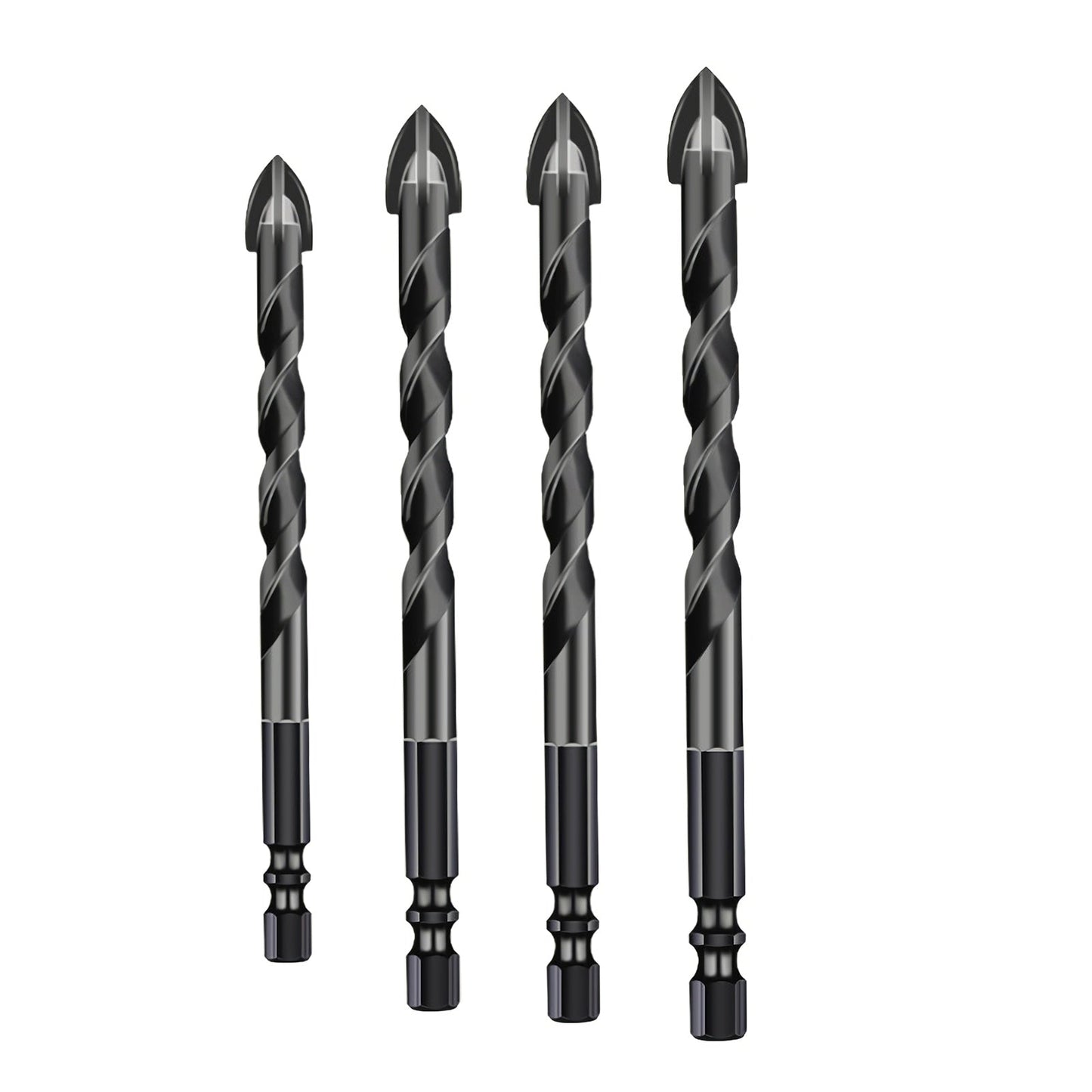 4PCS Drill Set Hex Tile Drill Bit Glass Ceramic Bric Hex Shank Cross Spear Head