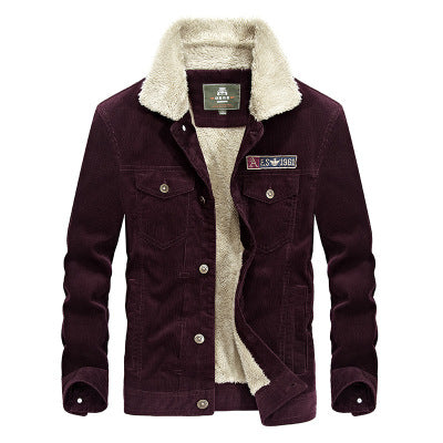 Men's Corduroy Jacket with Fleece Lining (Plus Size)