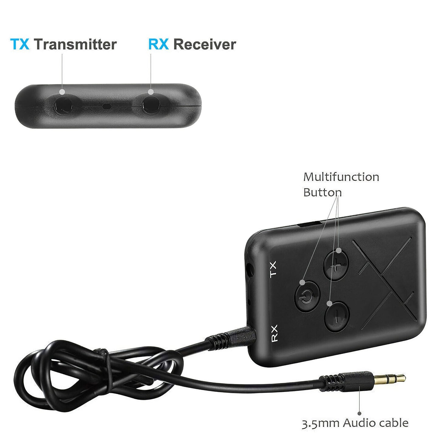 Wireless 2-in-1 Bluetooth 5.0 Receiver Transmitter Adapter Audio 3.5mm Jack Aux