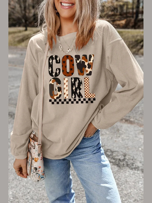Cowgirl Graphic Long Sleeve Sweatshirt