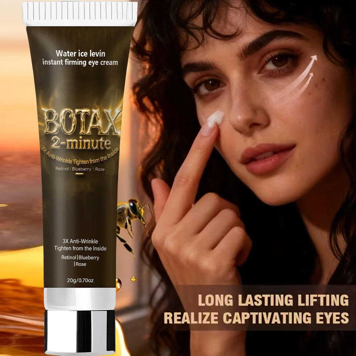 Instant Firming Eye Cream with Retinol & Hyaluronic Acid, 3X Anti-Wrinkle, Tightens from Inside, Blueberry & Rose Extract.