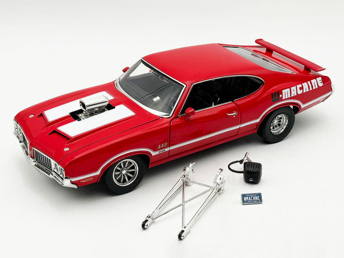 1970 Oldsmobile 442 W30 "W-Machine - Drag Outlaws" Red with White Stripes Limited Edition to 300 pieces Worldwide 1/18 Diecast Model Car by ACME