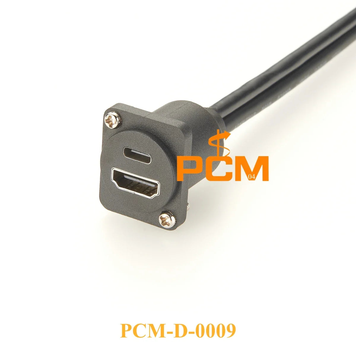 D type panel mount HDMI to USB Type C dual port stackable HDMI cable for Robotic Camera Arm & Raspberry Pi chassis Mount cable