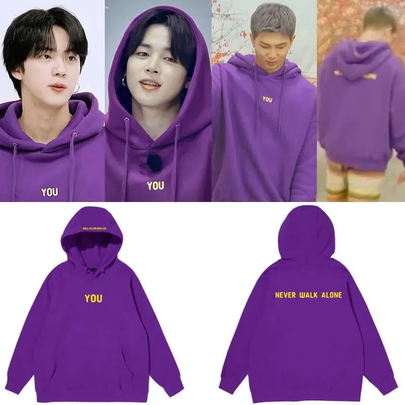 Kpop Original Hoodie Printed Seven With You 13 You Never Walk Alone Digital File Jimin Merch For Fans Card Purple Sweatshirt