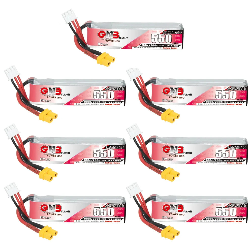 GNB 2S 7.6V 550mAh 100C/200C HV Lipo Battery For Happymodel FPV Racing Cine Whoop BetaFPV RC Drone With XT30U-F Plug