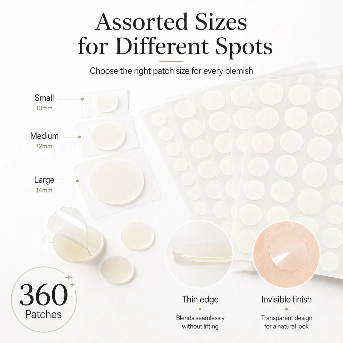 360pcs Face Acne Patch Invisible Skin Care Pimple Acne Patches Anti-inflammatory Healing Absorbing Spot Sticker Covering Acne