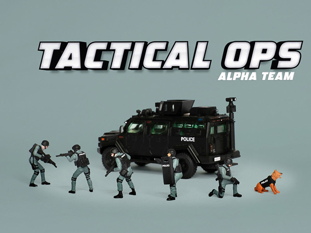 "Tactical Ops Alpha Team" 6 piece Diecast Figure Set (6 Figures) Limited Edition for 1/64 Scale Models by American Diorama