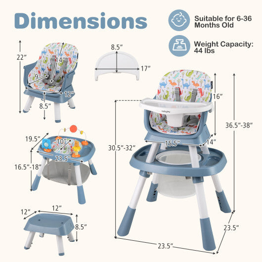 16-in-1 Baby High Chair with Activity Center and Booster Seat for Babies and Toddlers-Grey