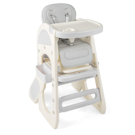 Convertible Baby High Chair with Double-layer Tray and Adjustable Backrest-Pink