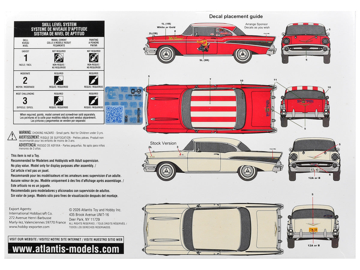 Skill 3 Model Kit 1957 Chevrolet Bel Air Hardtop 1/25 Scale Model by Atlantis