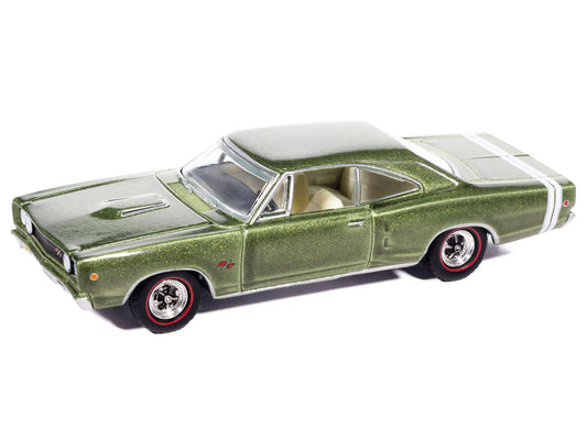 1968 Dodge Coronet R/T Medium Green Metallic with White Interior "Vintage Muscle" Series 1/64 Diecast Model Car by Auto World