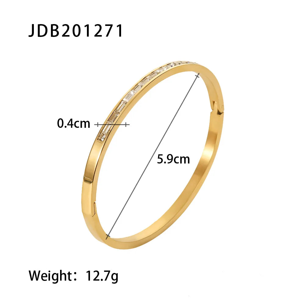 Uworld Fashion Zircon Serpentine Bracelet Ring Stainless Steel Finger Bracelet Stackable Chain Women's Accessories Party Gift