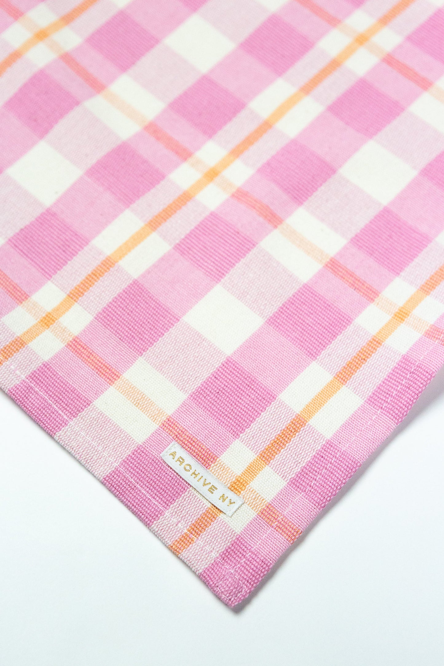 Abigail Plaid Placemat in Bubblegum and Peach