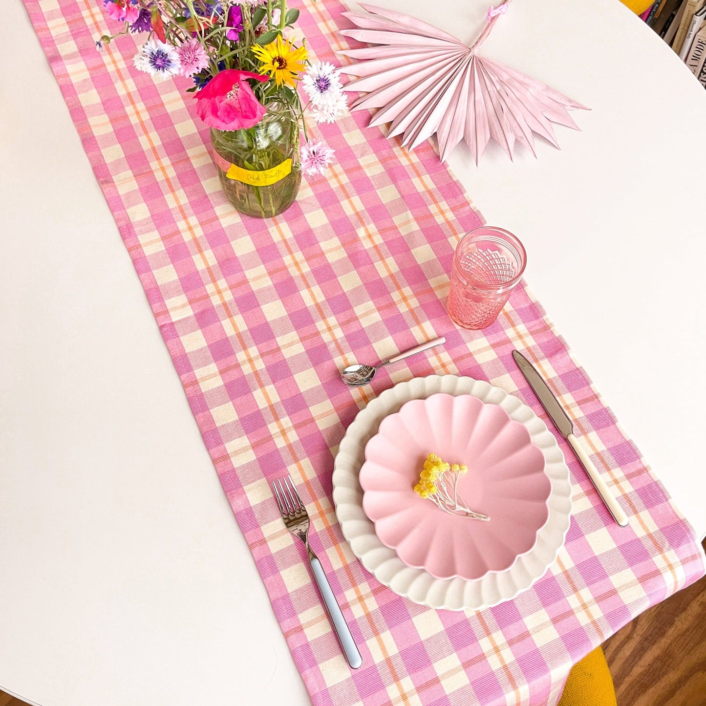 Abigail Plaid Runner in Bubblegum and Peach