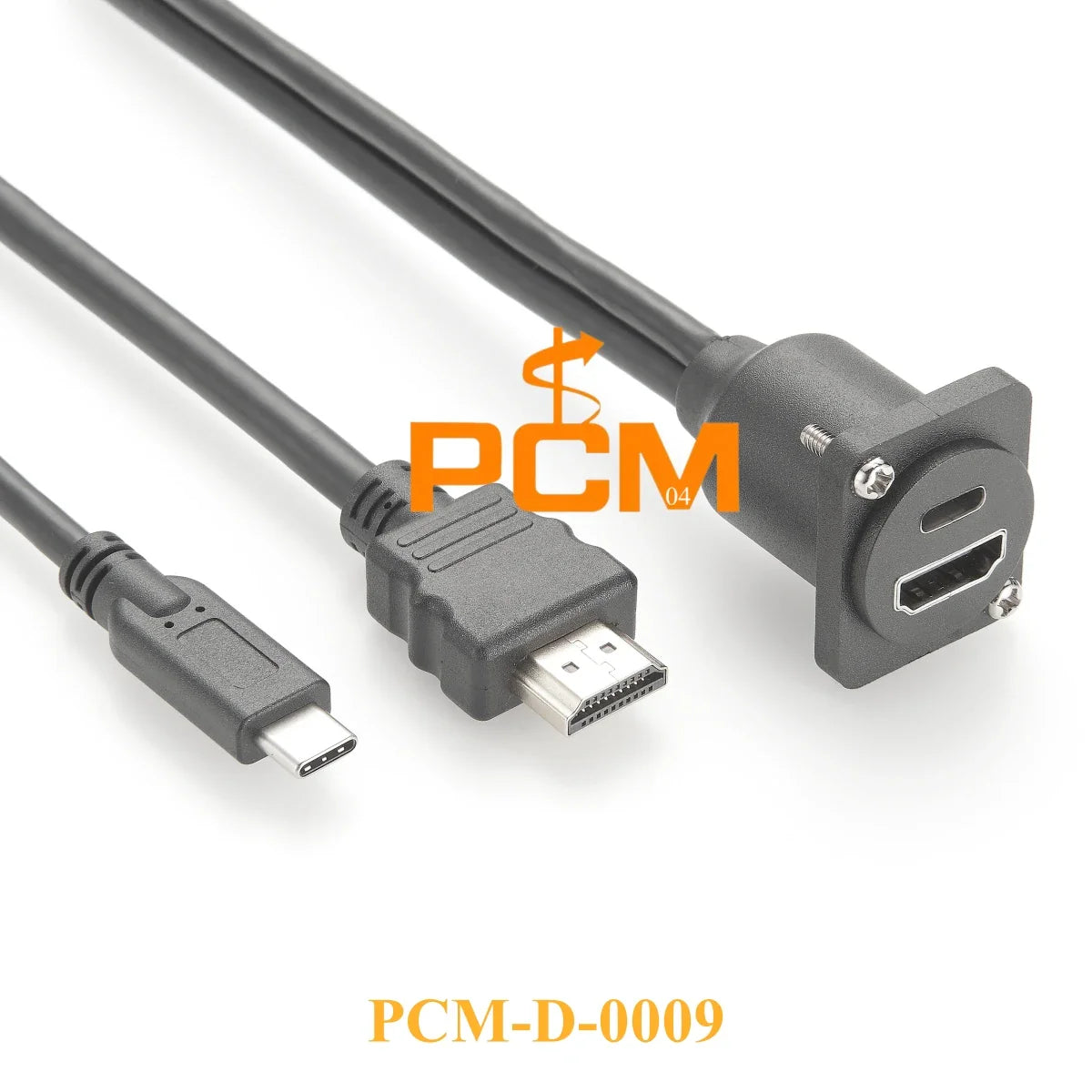 D type panel mount HDMI to USB Type C dual port stackable HDMI cable for Robotic Camera Arm & Raspberry Pi chassis Mount cable