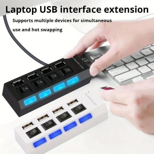 USB 2.0 Hub 5Gbps High Speed Multi USB Ports Power Adapter Expander LED USB 4/7 Ports Splitter With Switch For Laptop Computer