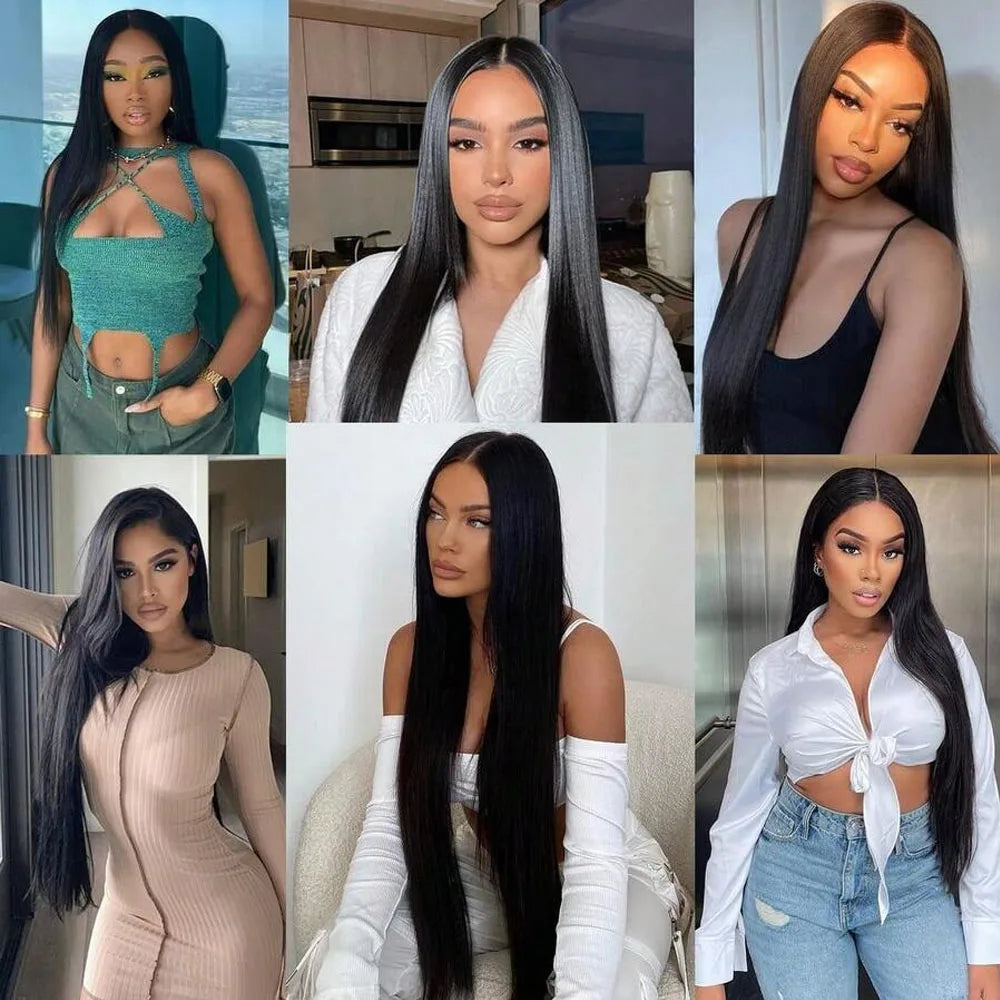 Full Frontal Real HD Lace Wig Human Hair Pre Plucked Bleached Knots 250% Density Straight Human Hair Wigs For Women 26 Inch