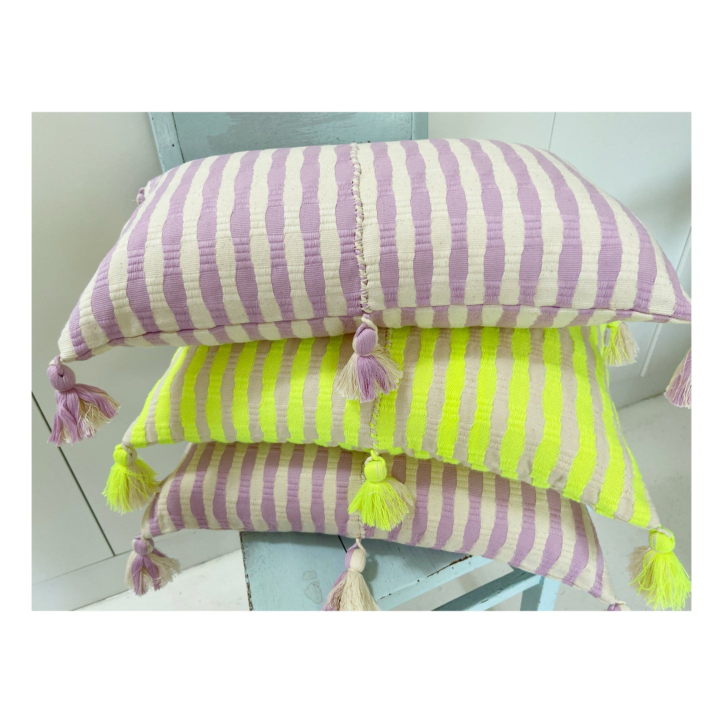 Antigua Pillow - Light Lavender Stripe