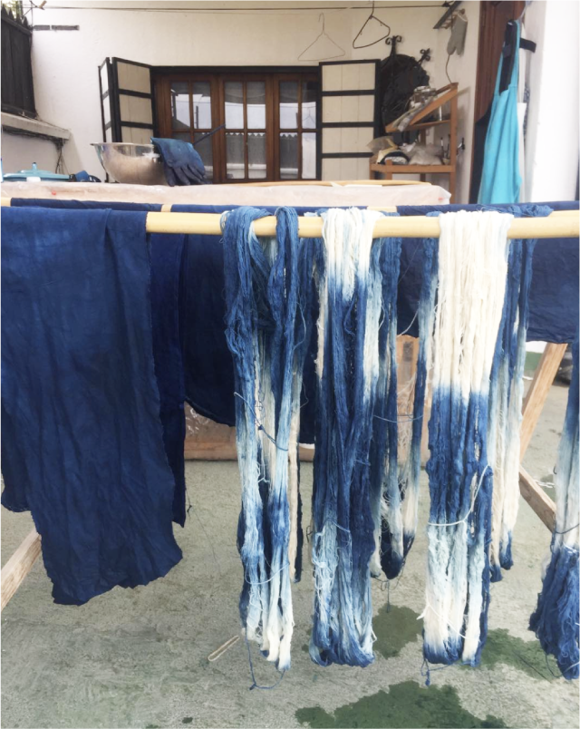 Indigo Striped Shibori Tassel Pillow 20" x 20"