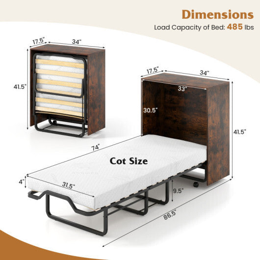 3-Piece Space-Saving Living Room with Teddy Sofa  Display Bookshelf & Foldable Murphy Bed