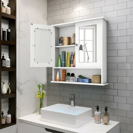 Bathroom Wall Mount Mirror Cabinet Organizer-Gray