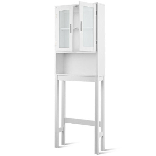 Over the Toilet Bathroom Storage Cabinet with Adjustable Shelf - Color: White