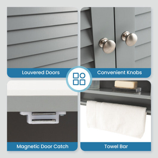 2-Doors Bathroom Wall-Mounted Medicine Cabinet with Towel Bar-White