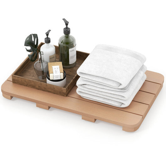 Waterproof HIPS Spa Shower Mat for Bathroom with Non Slip Foot Pads-White