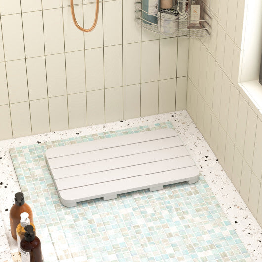 Waterproof HIPS Spa Shower Mat for Bathroom with Non Slip Foot Pads-White