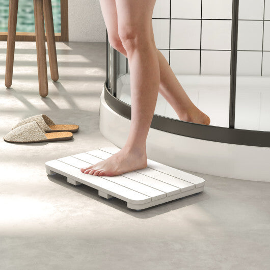 Waterproof HIPS Spa Shower Mat for Bathroom with Non Slip Foot Pads-White