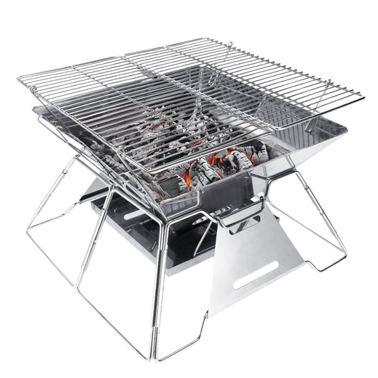 Brentwood 14 x 14 Inch Portable Stainless Steel Folding Charcoal BBQ Grill with Carry Bag