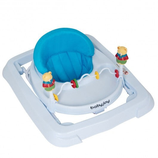 Adjustable Height Removable Folding Portable Baby Walker-Blue
