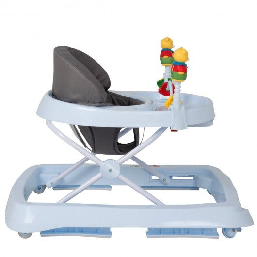 Adjustable Height Removable Folding Portable Baby Walker-Blue