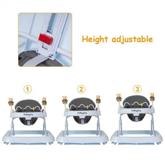 Adjustable Height Removable Folding Portable Baby Walker-Blue
