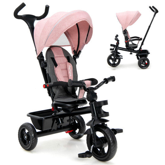 4-in-1 Baby Tricycle Toddler Trike with Convertible Seat-Blue