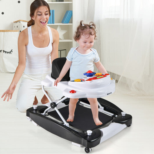 6 in 1 Foldable Baby Walker with Adjustable Height-Black - Color: Black
