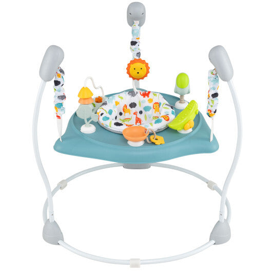 Baby Jump and Play Activity Center with Rotatable Seat and Interactive Toys-Blue