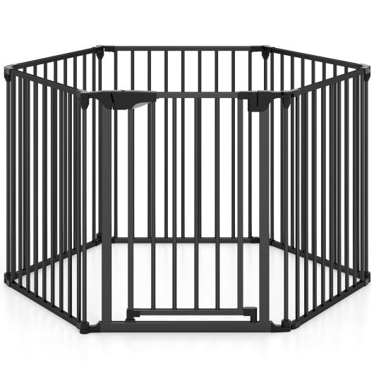 Extra Wide Baby Gate Fits 34.5-154" Openings 6-Panel Adjustable Pet Safety Fence-White