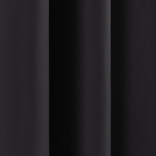 52 x 63 inch Solid Black Thermal Blackout Curtain Panels - Set of 2
