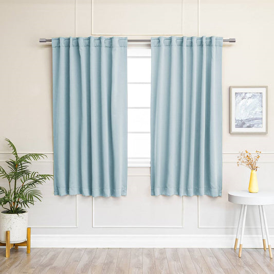 52 x 54 inch Solid Light Blue Thermal Blackout Curtain Panels - Set of 2