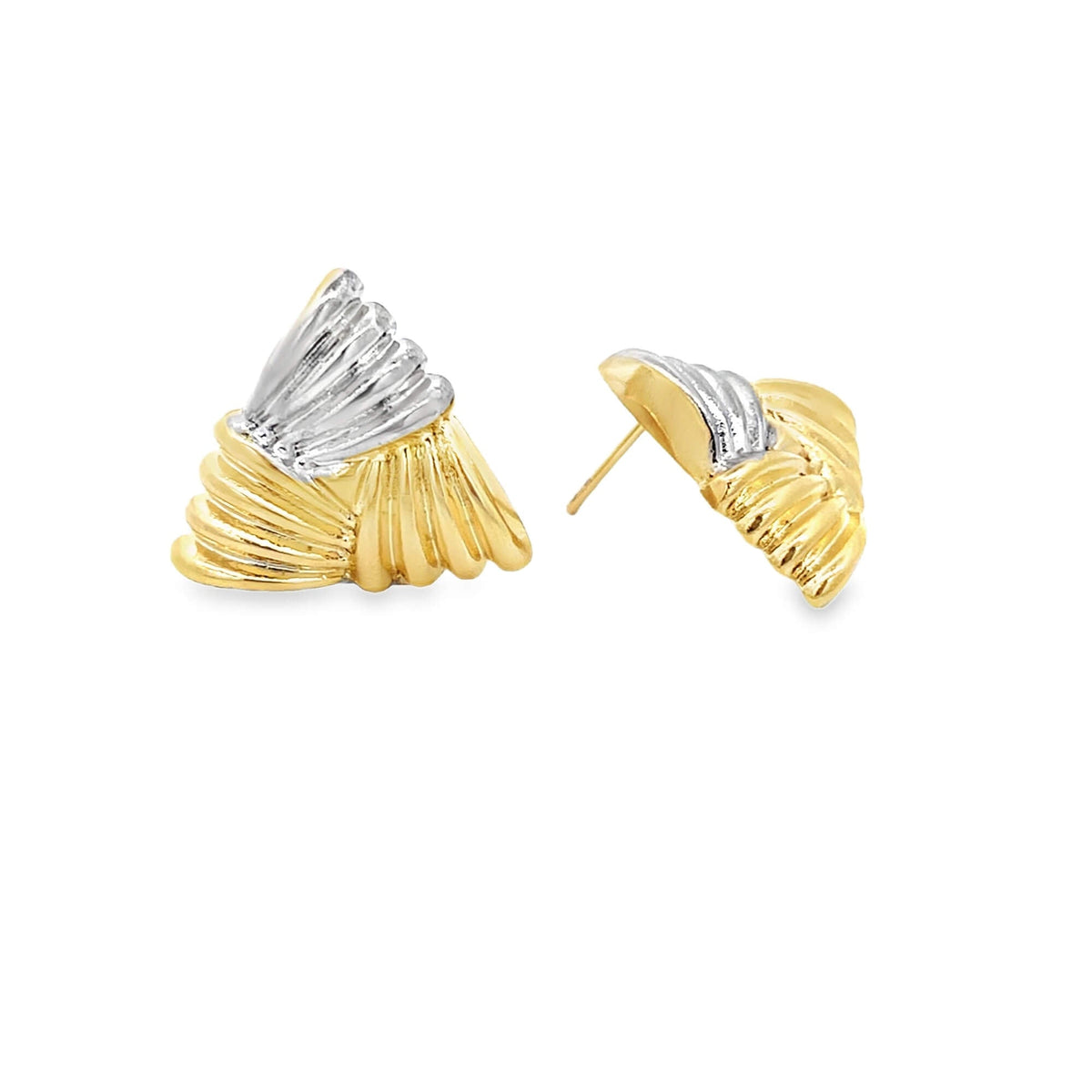 Woven Textured Triangle Earrings (L445B)