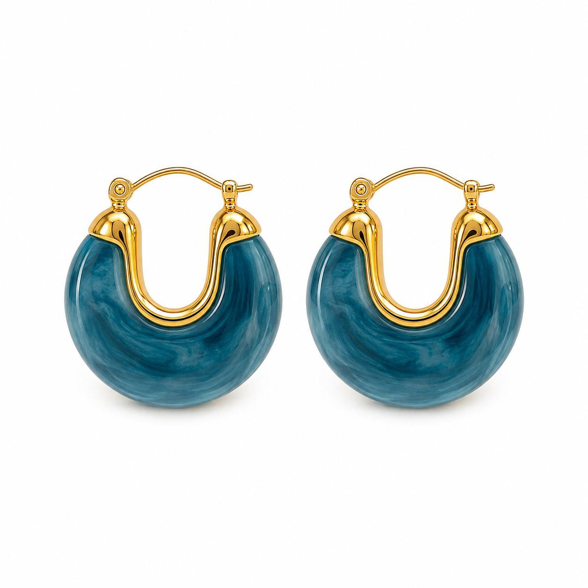 Marbled Resin Chunky Hoop Earrings