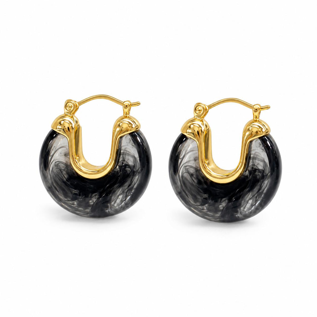 Marbled Resin Chunky Hoop Earrings