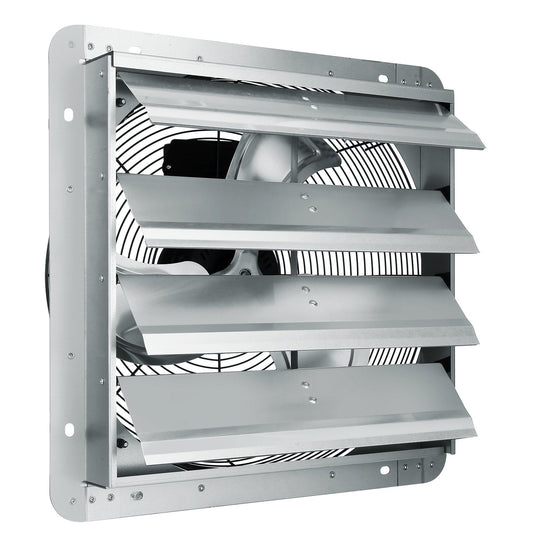 16'' Shutter Exhaust Fan, High-speed 2000 CFM, Aluminum Wall Mount Attic Fan with AC-motor, Ventilation and Cooling for Greenhouses, Garages, Sheds, Shops, FCC