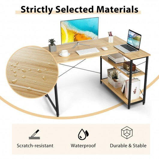 48 Inch Reversible L Shaped Computer Desk with Adjustable Shelf-Gray
