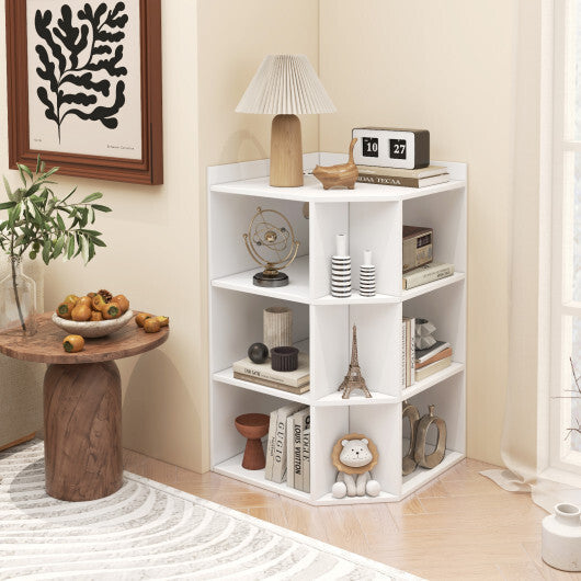 3-Tier Corner Cabinet with Charging Station for Bedroom-Natural